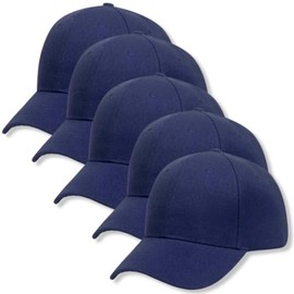 Genérico Paquete 5 Gorras Económicas de Acrilico, Lisa, Cachucha Unisex, Ajustable, Ideal para Bordar y Campañas Publicitarias. (MX/US, Alfa, Talla única, Azul Marino)