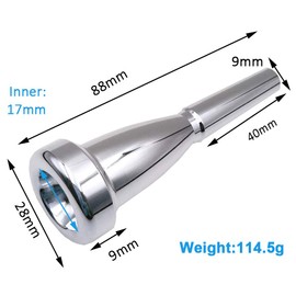 Missmore Silver Trumpet Mouthpiece 3C 5C 7C Size Instrument Accessory for Bach (5C)