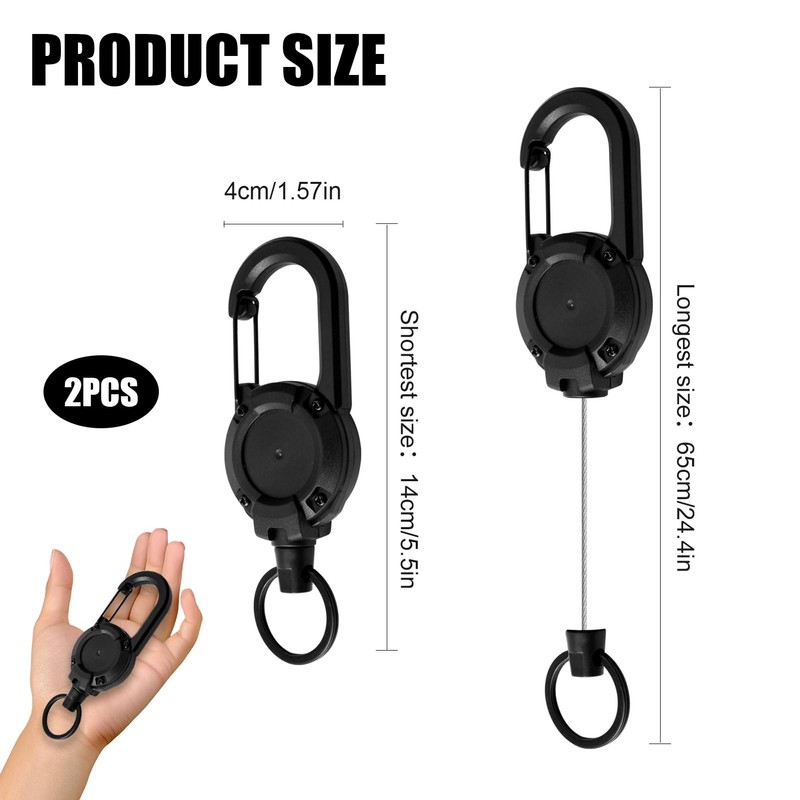 2-Pack Heavy Duty Retractable Badge Reels with Thick Steel Cord