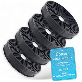 4 x DL-pro Activated Carbon Filters 160 mm Diameter Suitable for Silverline AF100 AF 100 Filter for Cooker Hood Extractor Hood