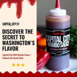 Capital City Mambo Sauce - Sweet Hot Recipe | Washington DC Wing Sauces | Perfect Condiment Topping for Wings, Chicken, Pork, Beef, Seafood, Burgers, Rice or Noodles | 12 oz Bottles (2 Pack)