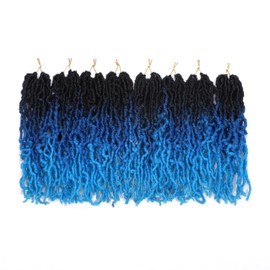 8 Packs Short Faux Locs Crochet Hair 120 Strands 12Inch Soft Locs wavy Dreadlocks Crochet Braids Natural Black Pre-Looped Crochet Hair for Women (1B/Dark Blue/Light Blue, 12 Inch (Pack of 8))
