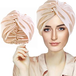 FZHGVML Silk Sleeping Cap for Women Hair Care Hair Cap (Champagne)