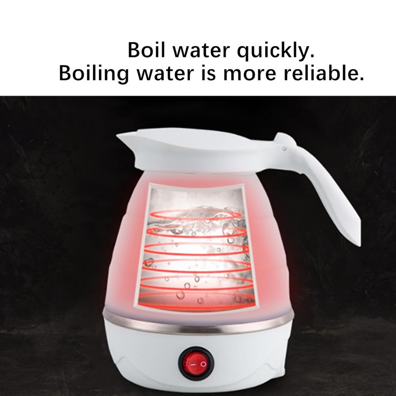 Travel Collapsible Electric Kettle, Silicone Collapsible Heating Water Boiler, Portable