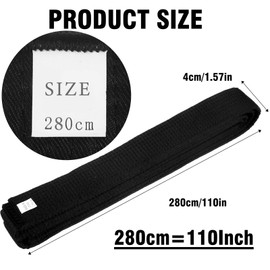 CIATBYYJ Black Double Karate Belt, Solid Rank Martial Arts Belts, Uniform Belt Universal Fit for Judo Karate Taekwondo Wrestling(280cm/110inch)