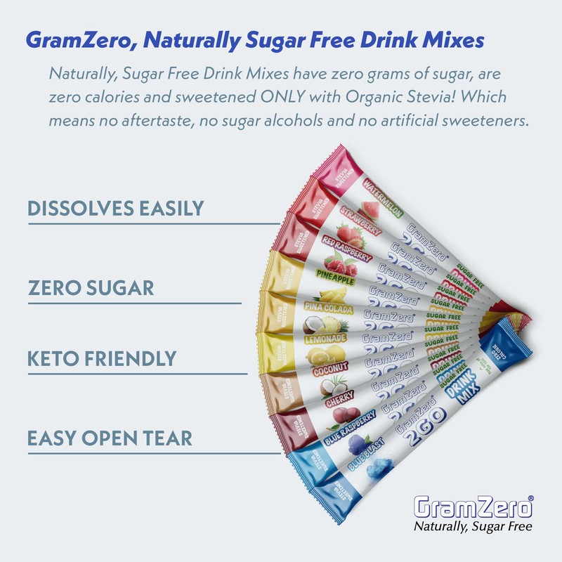 GramZero 2GO Sticks - Variety Pack, Zero Calorie Sugar Free