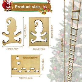 Kizozo Gnome Stencil Footprints, Gnome Rope Ladder 1 m, Gnome Door Accessories, Christmas Gnome Elf, Gnome Stencil Window, Christmas Gnome Accessories, Gnome Footprints, Christmas Decoration
