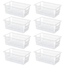 SANNO 14" Wire Freezer Baskets, Farmhouse Metal Wire Storage Basket Freezer Storage Organizer for Kitchen Pantry, Set of 8