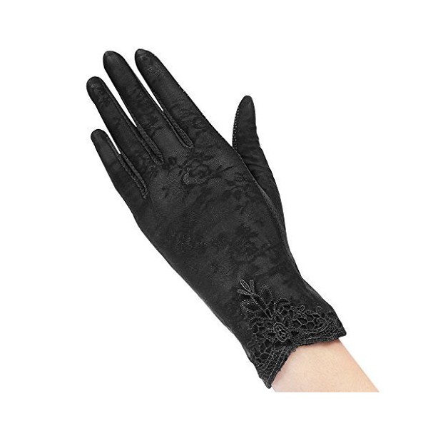 Gloves Women's UV Protection Sunscreen, Rugged Moisturizing Summer Hand Rough Protection Soft, Fashionable UV gloves women's sheer cute Gloves Commuter Bicycle Driving Anti-UV Breathable , black