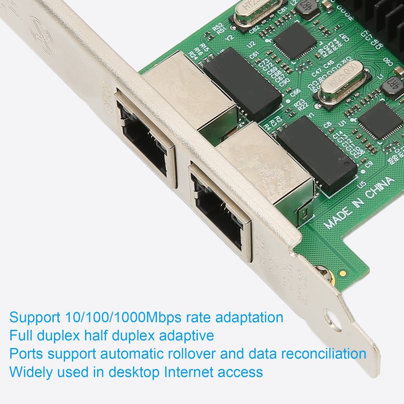 PCI E NIC Network Card 2 Way RJ45 Port for