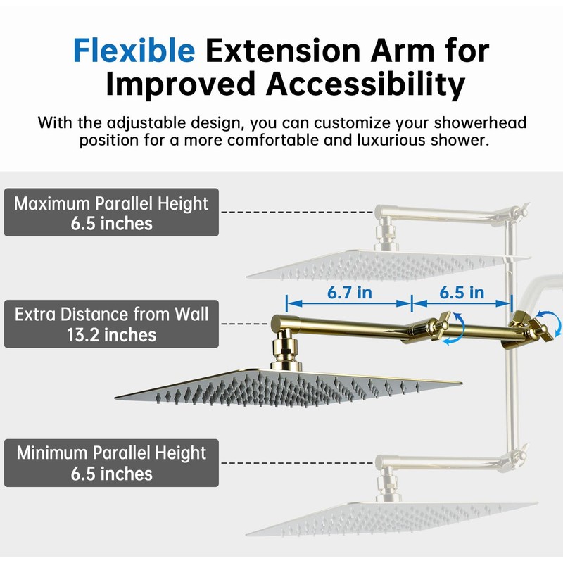 G-Promise All Metal 10 Inches Rainfall Shower Head with Handheld