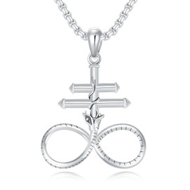 ROMANTICWORK Cross Chain 925 Sterling Silver Cross Necklace Cross Pendant Christian Religious Gothic Cross Jewellery Gifts for Men Women, Sterling Silver