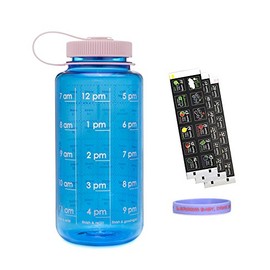 Belly Bottle Pregnancy Water Bottle Intake Tracker with Weekly Milestone Stickers (BPA-Free) Pregnancy Gifts for First time Moms Must Haves Essentials - Blue