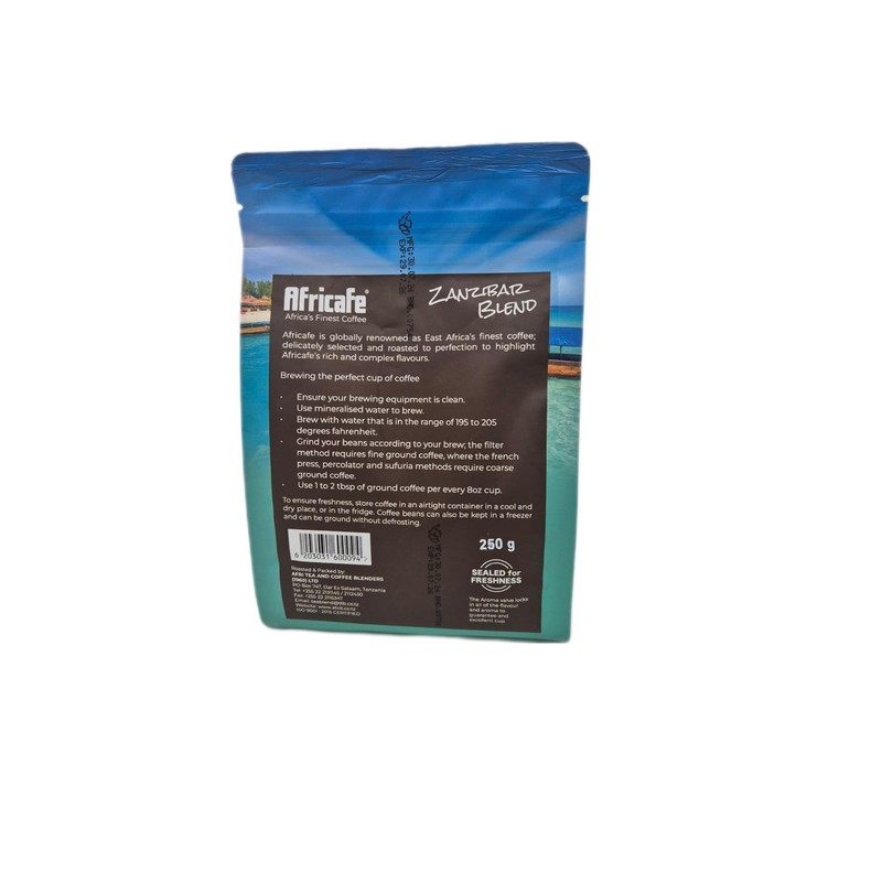 Africafe africa's finest coffee Zanzibar blend whole coffee beans medium