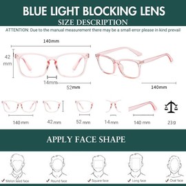 SALO MOON OPTIC Anti-Reflective Reading Glasses with Blue Light Blocking Technology Ideal for Gaming and Computer Work (TRANSPARENT PINK)