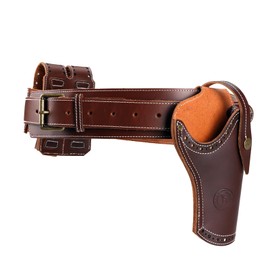 TOURBON Leather Gun Holster Adjustable Belt 1911 Pistol Holder Rig with Double Magazine Holder