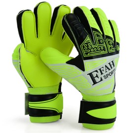 EFAH SPORTS Football Goalkeeper Gloves For Kids Boys Children Youth Soccer Goaile Glove With Fingersave and Double Wrist Protection Strong Grip Palms (Size 7 suitable for size S-M adult, Yellow)