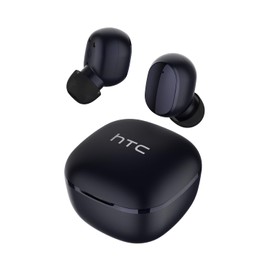 HTC True Auriculares Inalámbricos 6 Bluetooth 5.3 Auriculares Estéreo Oreja Control Táctil con Micrófono, Auriculares Inalámbricos de Cancelación de Ruido 22H Tiempo de Reproducción para Android y iOS