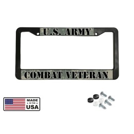 USA US ARMY Combat Vet Veteran American Camp America Black License Plate Frame