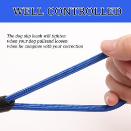 Slip Rope Dog Lead | 1.2m,One-Size-Fits-All,Slip-On Rope Leash, 8 Dog Lead - Anti Pull Stop Dogs Pulling - Rope Slip Leads with Padded Nose Support(Blue),easy to Slip On,No Collar or Harness Needed