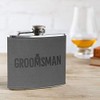 Groomsman Gift for Wedding - Groomsman Engraved Grey Leather Hip