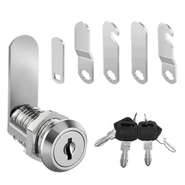 luckaide Mailbox Lock, 16 mm, Cam Lock, Comes with 5 Different Lock Plates, Letterbox Lock, Cabinet Lock, 18 mm Cabinet Lock, Furniture Lock, Used for Cabinet Doors, Furniture