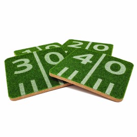 40YARDS American Football Coasters in Grass Pitch Design (Pack of 4) for Glasses & Cups: Great as a Football Decoration or Gift - Soft, Synthetic Grass