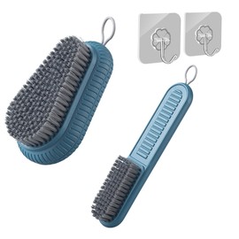 CLKE 2Piece Nail Brush, Heavy Duty Nail Cleaning Brushes for Cleaning Fingernails, Durable Stiff Bristles brush for Fingernails, Laundry, Shoes, Floor with Sticky Hooks(Blue)