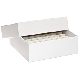 Globe Scientific 3090-1 Cardboard Storage Box for up to 2" Tall x 15mm Wide Tubes, 64 Place, 8x8 Format, 9x9 Format, 134mm Length, 134mm Width, 47mm Height