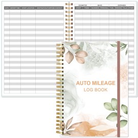 Auto Mileage Log Book – Vehicle Maintenance Log Book, Miles Log Book for Car with Odometer,Expense,Gas Consumption & Lubrication,Repairs and Accessories, 5.8" x 8.5", Rose Leaf