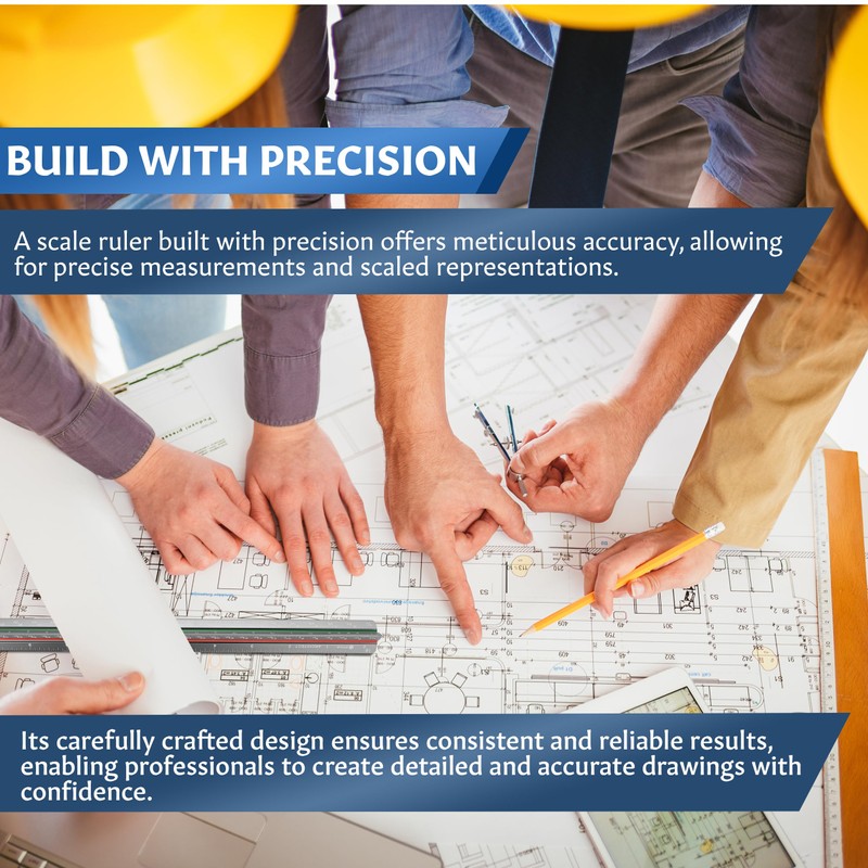 Stylo 12" Aluminum Architect Scale Ruler Laser Etched Triangle Drafting