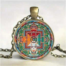 EXINOX Tibetan Buddhist Magdala Necklace for Men Women Metal, Metal