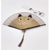 deaizaka.biz Women's Large Cat Face Folding Fan Pattern, Brown with