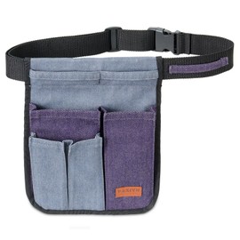 Paxiyu Garden Tool Belt for Women & Men, Slim Denim Garden Apron with 4 Pockets, Lightweight Adjustable Tool Pouch for Gardening, Florist, DIY & Craft, Purple