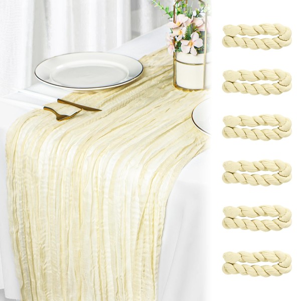 Capslpad Pack of 6 Cheese Cloth Table Runners Beige 90