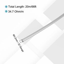 sourcing map 32 Gauge/0.2 mm Nichrome 80 Cr20Ni80 Heating Resistance Wire 66ft High Temperature for Electronic Components Repairing, Black