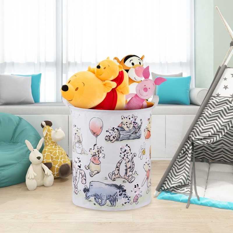 Bear Storage Basket,Nursery Large Hamper Canvas Laundry Basket Foldable With