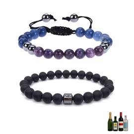 Glame Anti Alcohol Bracelet for Men Women Stop Drinking Alcohol Manifestation Bracelet Set Reduce the Urge to Drink Cravings Bracelets Elegant Healing Calming Anxiety Stress Relief Gifts for Women Men (Black)