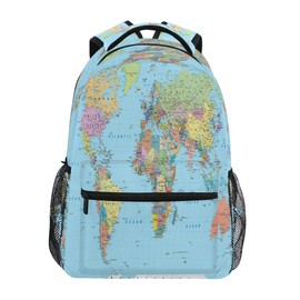 Ksajwzf School Laptop Backpack World Map Old for Girls Kids Boys Education Bookbag Elementary College Travel Hiking Daypack Backpacks with Name Brand for Men Women