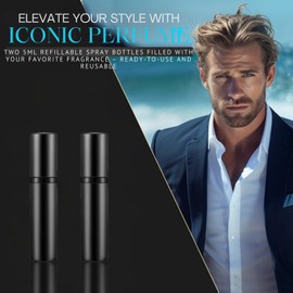 The Iconic Water – Luxury Pre-Filled Travel Sprays With Fresh Aquatic Eau de Toilette | 2 x 5ML Refillable Perfume Atomizers | Lavender, Mint & Sandalwood Notes | Leak-Proof & Reusable.