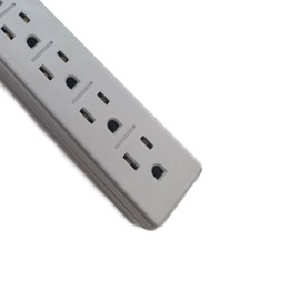 ACCL 3 Prong Surge Protector with 10 Feet Power Cord, 360 Degree Rotating Plug, 6 Horizontal Outlets, UL Listed & Gray Color Plastic Body