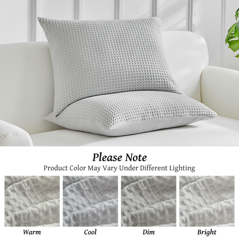 WARMDERN Waffle Weave Pillowcases Standard Size 2 Pack Pillow Cases