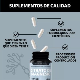 Beyond Vitamins Citrato De Magnesio 2100mg - 100% Puro Beyond Vitamins | Sin Sabor | Suplemento Alimenticio Magnesium Citrate | 180 Cápsulas