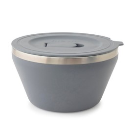 RIGWA FRESH BOWL SET - SLATE - Ceramic Coated Stainless Steel Insulated Bowl Set - 40 oz and 20 oz Vacuum Sealed Food Bowls with Lids - Complementary Bamboo Utensil Set - Non-Toxic & BPA Free