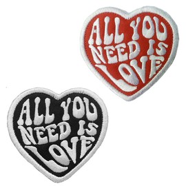 2 Pcs All You Need is Love Funny Patch Military Embroidered Fastener Iron On Sew On Applique Emblem Tactical Flag Patches for Clothes,Jeans,Caps,Hats,Backpacks,Jacket,Vest,Bags