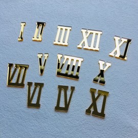 NUO RUI 12 Pcs Roman Mirrored Acrylic Numerals for a Wall Clock (Mirror Gold)