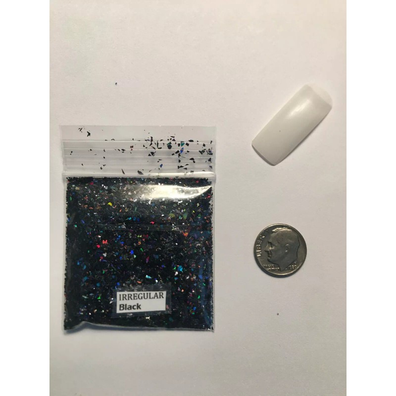 the glitters world Solvent Resistant IRREGULAR shape Glitter (Black) Nail