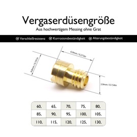 HISports Carburettor Nozzles, M4 Carburettor Nozzle Main Nozzle Set, Main Nozzles Size 60-130 (60/65/70/75/80/85/90/95/100/105/110/115/120/125/130) Main Nozzle Set for Scooter Motorcycle Moped 15 pcs