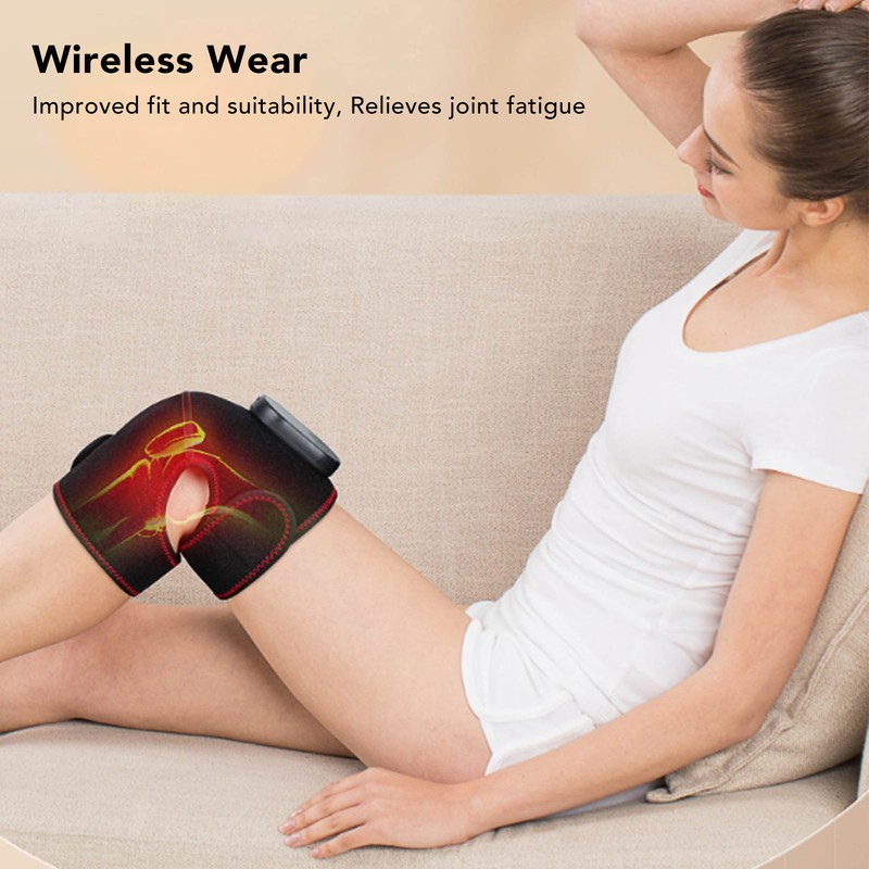 Heated Knee Brace Wrap Rechargeable 3 Vibration Mode Length Adjustable