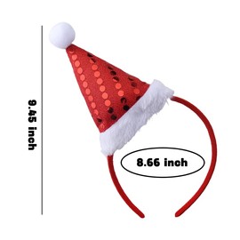 Red Christmas Headband Hairband Glitter Santa Headband Head Band Sparkle Christmas Hair Accessories Headpiece Hair Band